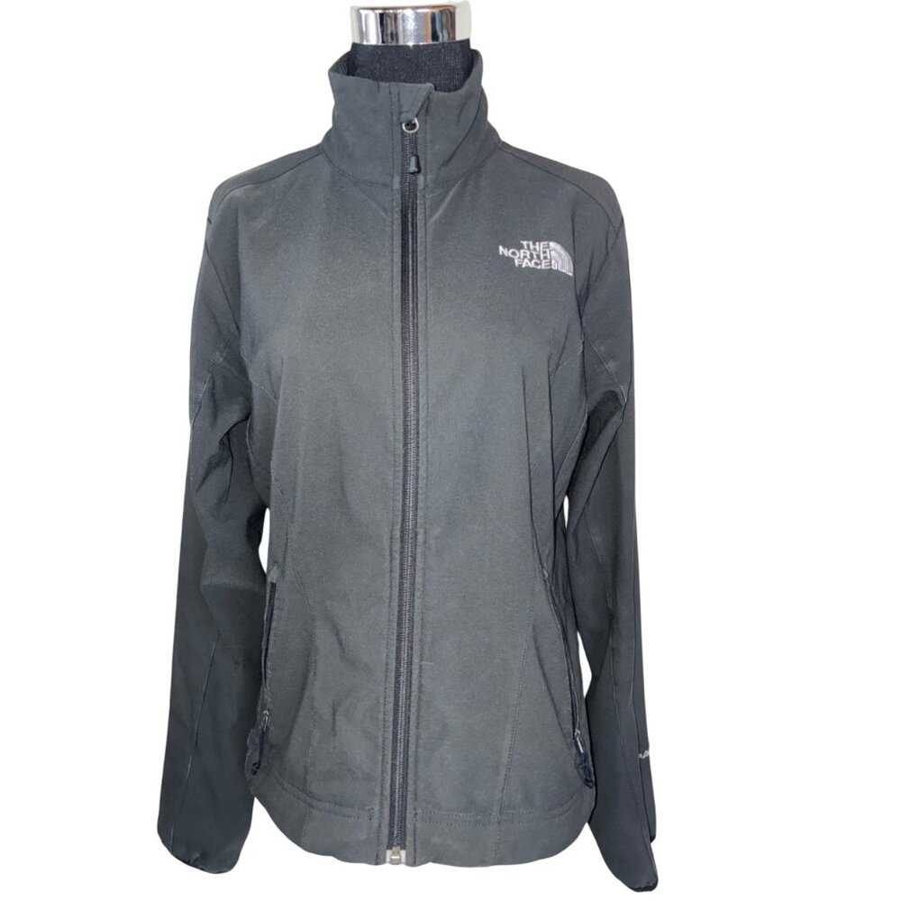 The North Face TNF APEX Zip-Up Soft Shell Jacket Solid Black Pockets Sz S/P #k